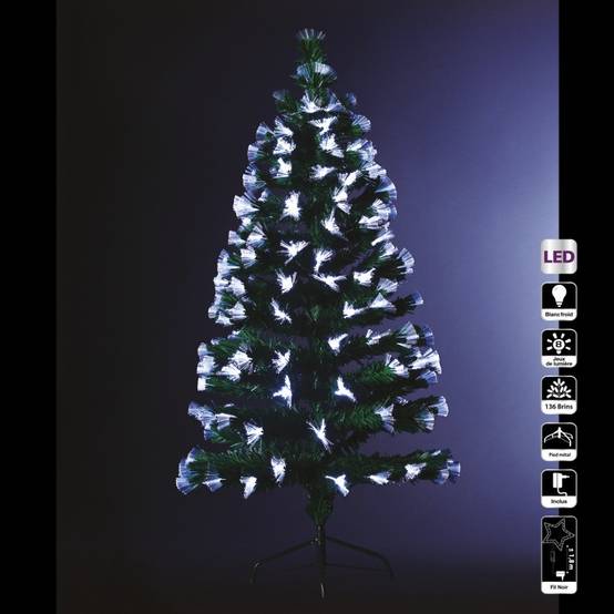 Sapin de Noël 120 cm vert lumineux LED blanc - Image 1
