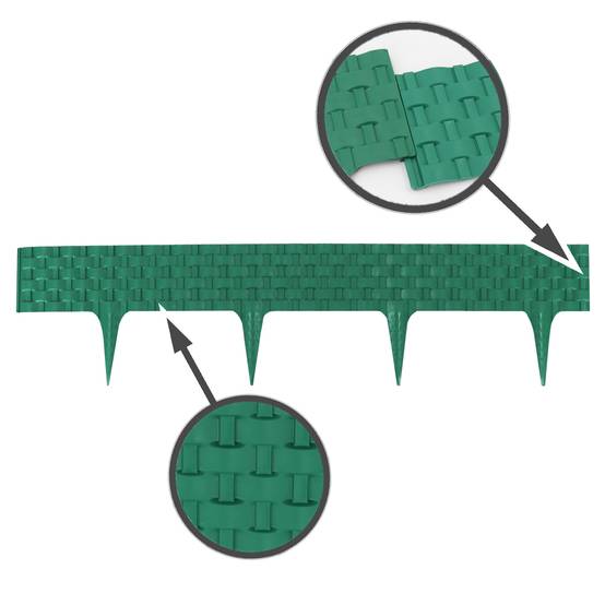 Bordure de pelouse aspect rotin vert 20x80 cm – Grande bordure jardin plastique - Image 2