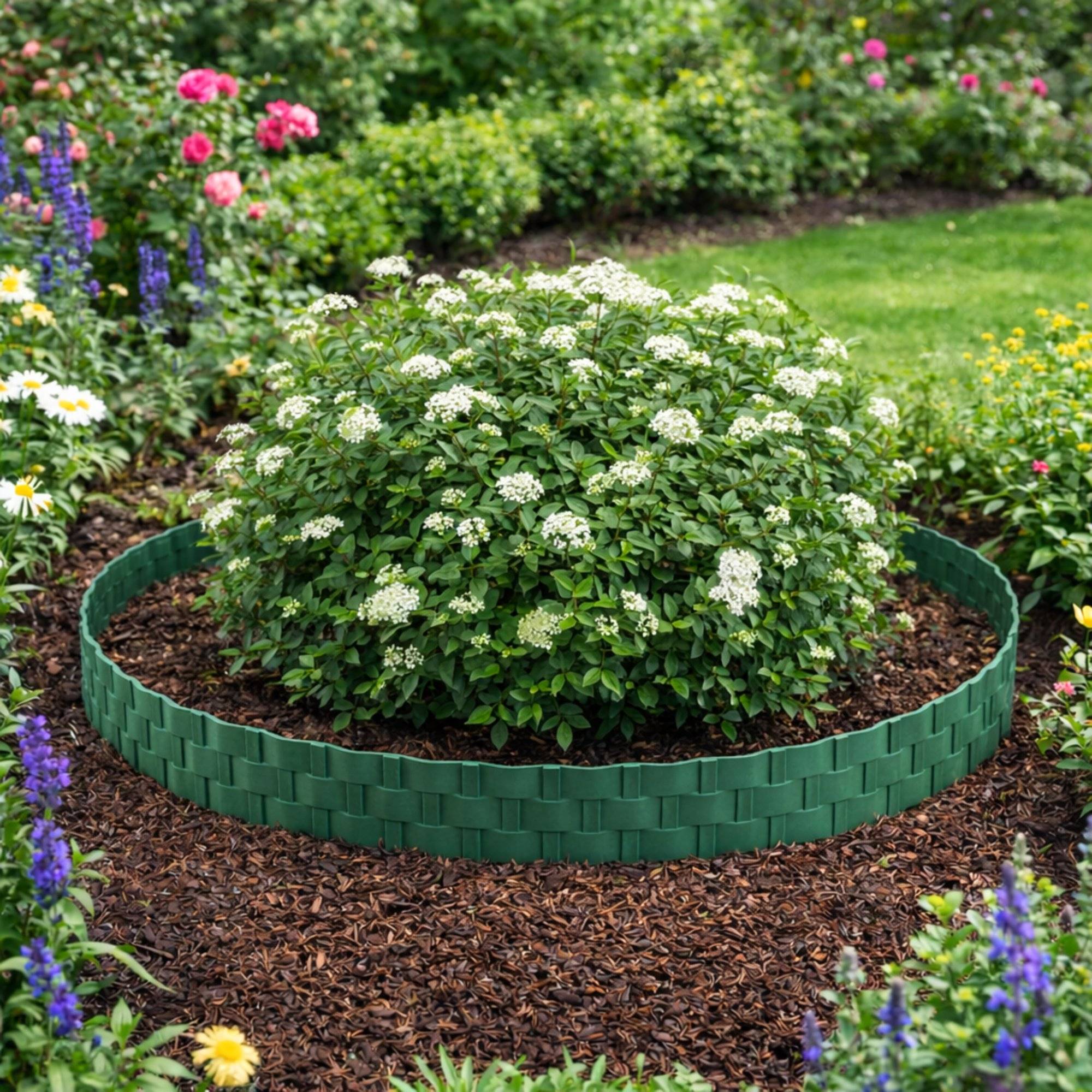 Bordure de pelouse aspect rotin vert 20x80 cm – Grande bordure jardin plastique - Image 6