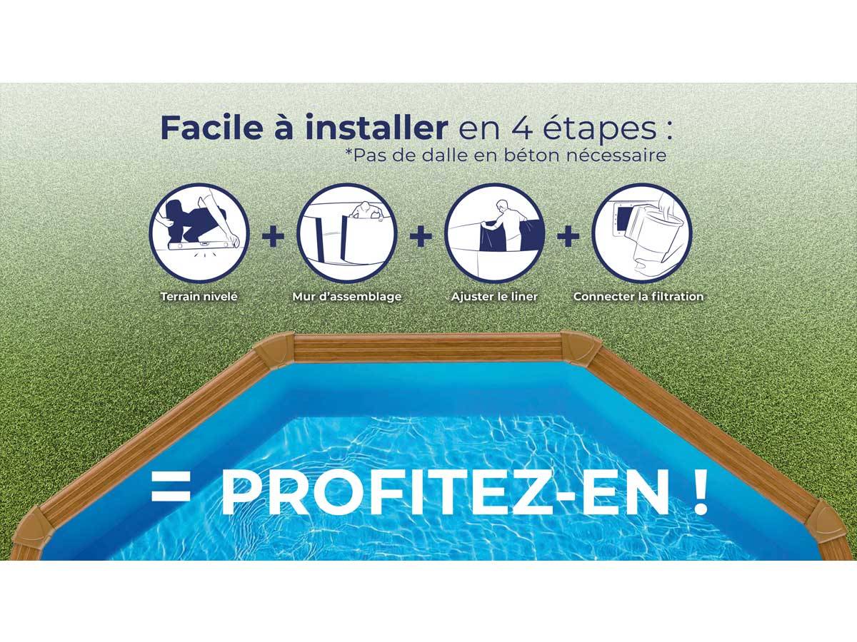 Gré - Kit piscine acier aspect bois Gré Amazonia ovale 6,34 x 3,99 x 1,32 m + Bâche à bulles - Image 9