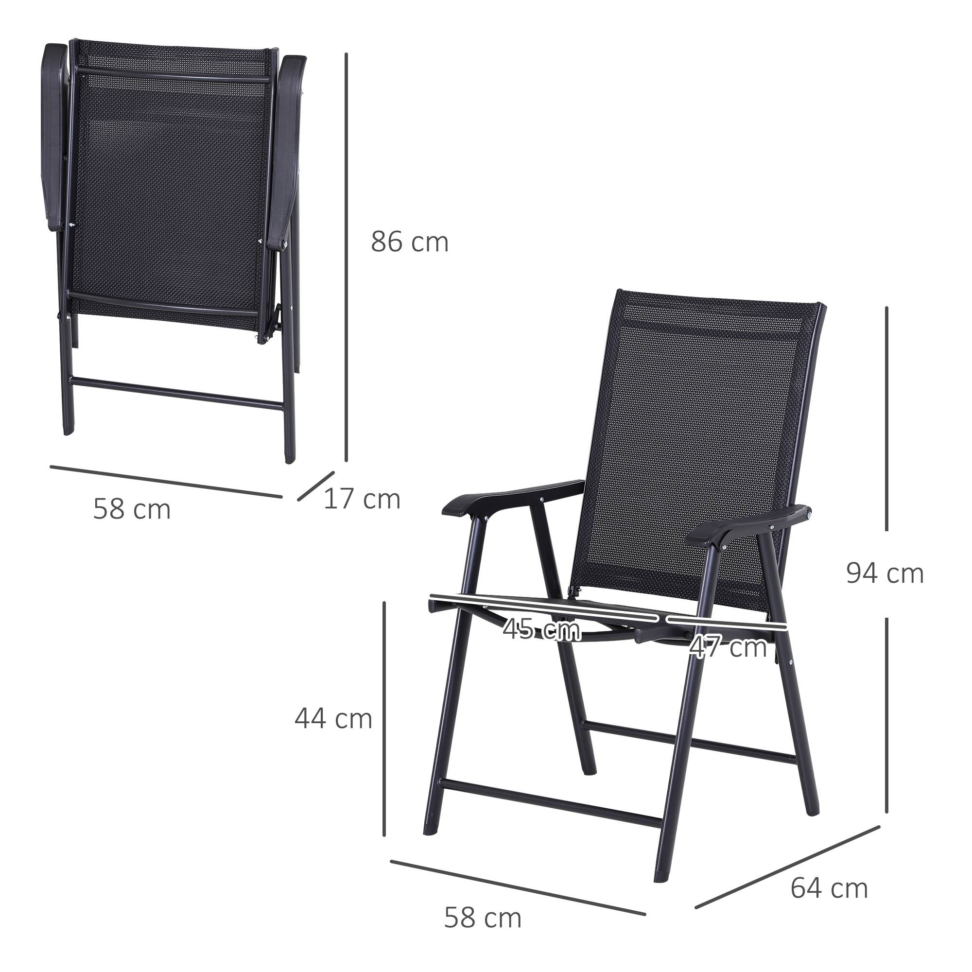 Chaise de camping, lot de 2, chaise pliante avec accoudoirs, en métal, noire - Image 3