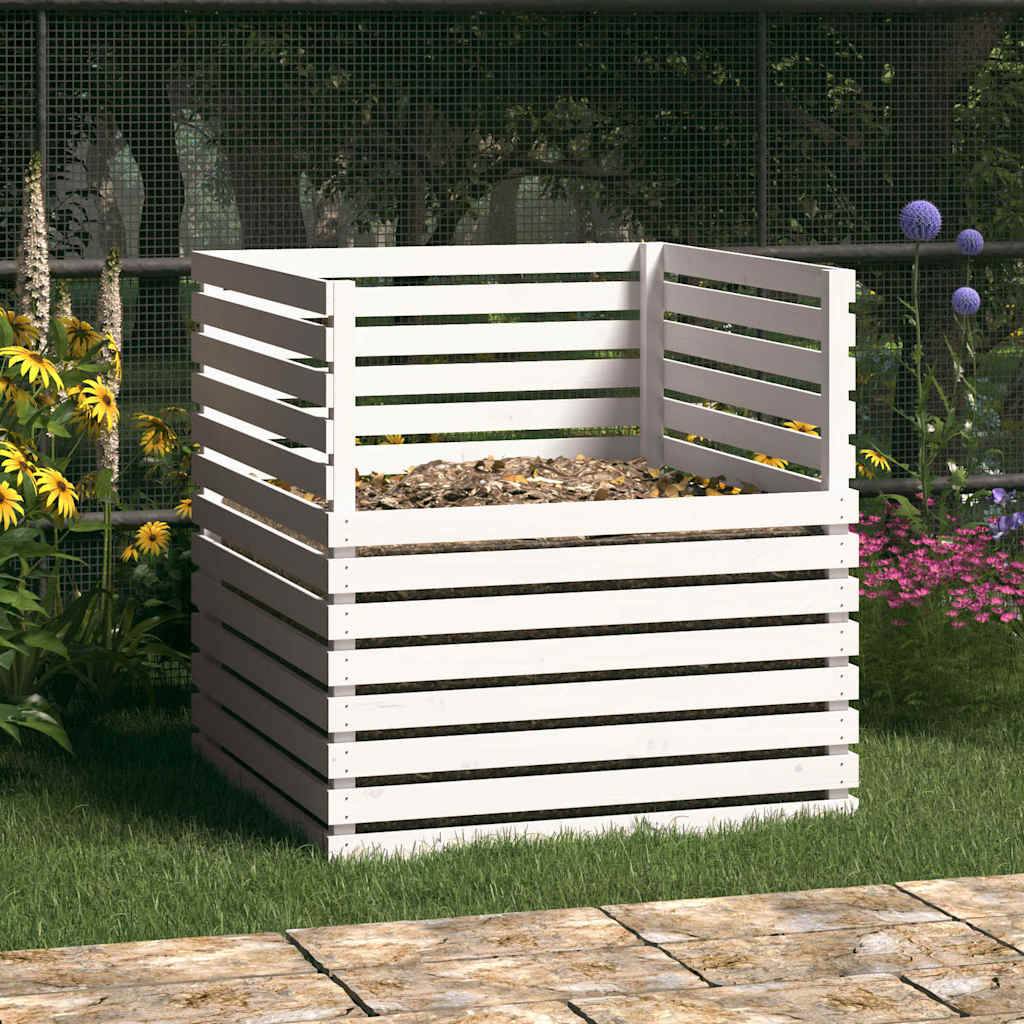 Vidaxl - Composteur Blanc 100x100x102 cm Bois massif de pin vidaXL 822193 - Image 1