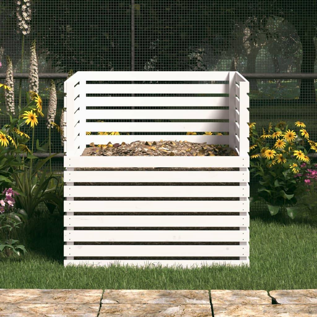 Vidaxl - Composteur Blanc 100x100x102 cm Bois massif de pin vidaXL 822193 - Image 4