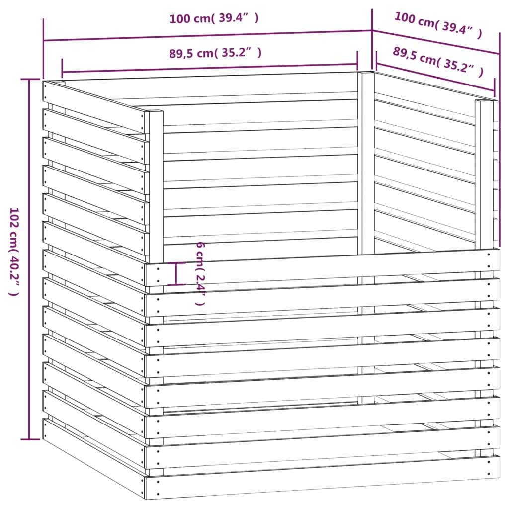 Vidaxl - Composteur Blanc 100x100x102 cm Bois massif de pin vidaXL 822193 - Image 3