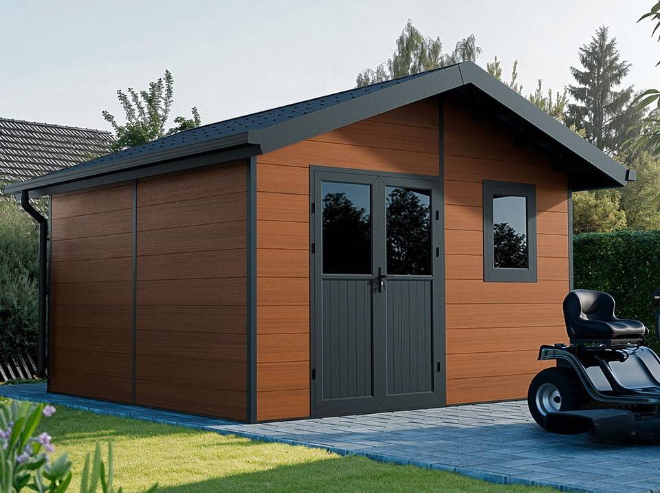 Abri de Jardin Composite ISORA - 15m2 Brun - Cabane Atelier / Abri Velo - Image 1