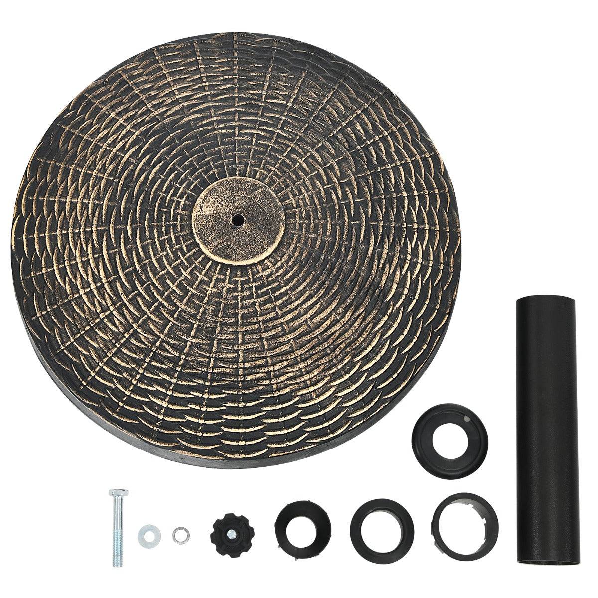 Helloshop26 - Base de parasol ronde en résine de 12 kg support de parasol d'extérieur robuste avec bouton réglable résistante à toutes saisons - Image 3