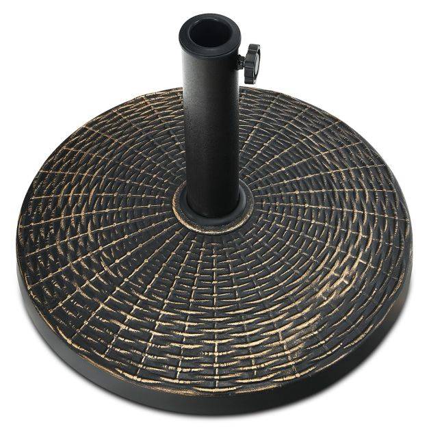 Helloshop26 - Base de parasol ronde en résine de 12 kg support de parasol d'extérieur robuste avec bouton réglable résistante à toutes saisons - Image 4