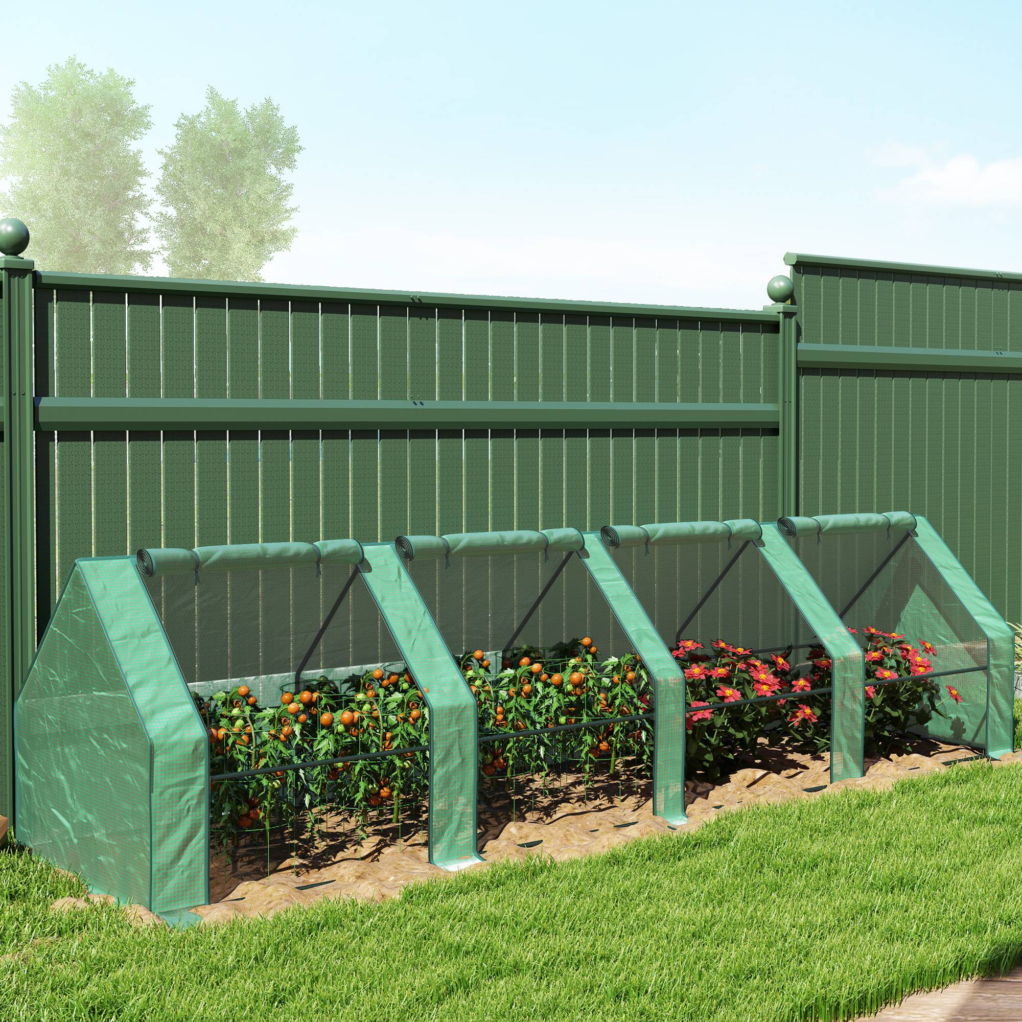 Mini Serre de Jardin mini serre tunnel 4 fenêtres avec Zip enroulables Acier PE 140 g/m² Anti-UV 360x90x90cm Vert - Image 10