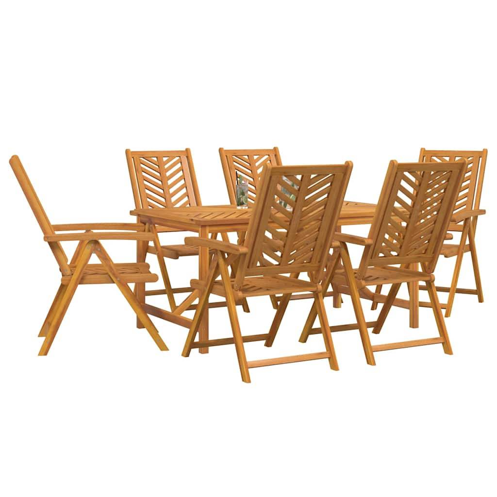 Ensemble de salle à manger jardin bois d'acacia massif marron 90 x 150 x 74 cm (7 pièces) - PANGIVO - Image 3