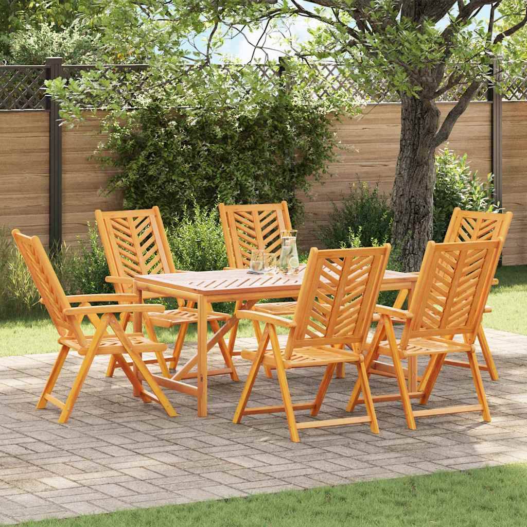 Ensemble de salle à manger jardin bois d'acacia massif marron 90 x 150 x 74 cm (7 pièces) - PANGIVO - Image 1