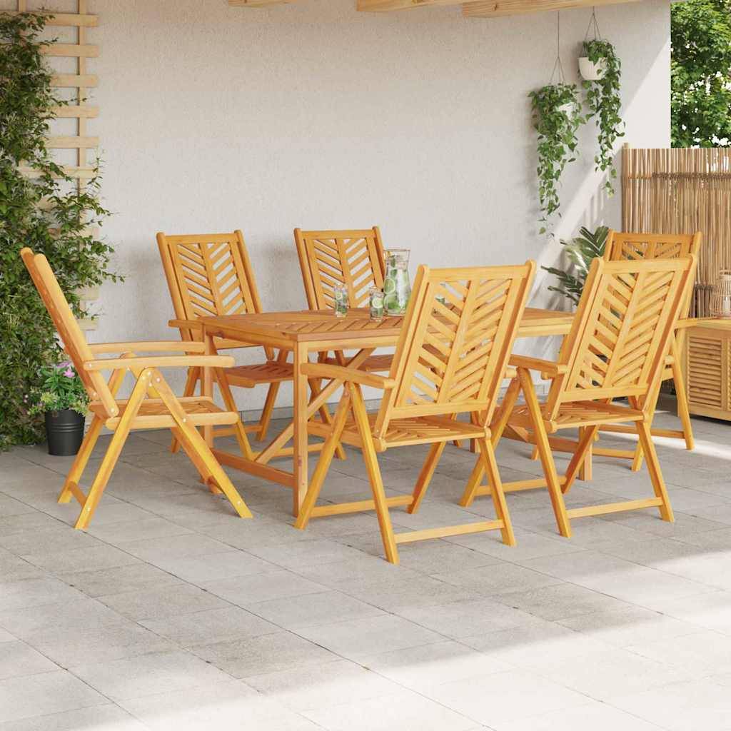 Ensemble de salle à manger jardin bois d'acacia massif marron 90 x 150 x 74 cm (7 pièces) - PANGIVO - Image 4