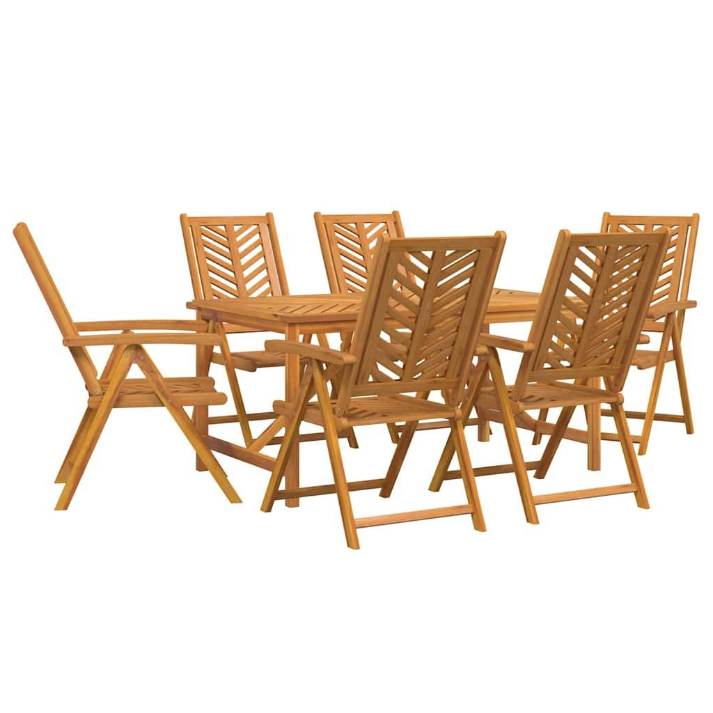 Ensemble de salle à manger jardin bois d'acacia massif marron 90 x 150 x 74 cm (7 pièces) - PANGIVO - Image 2