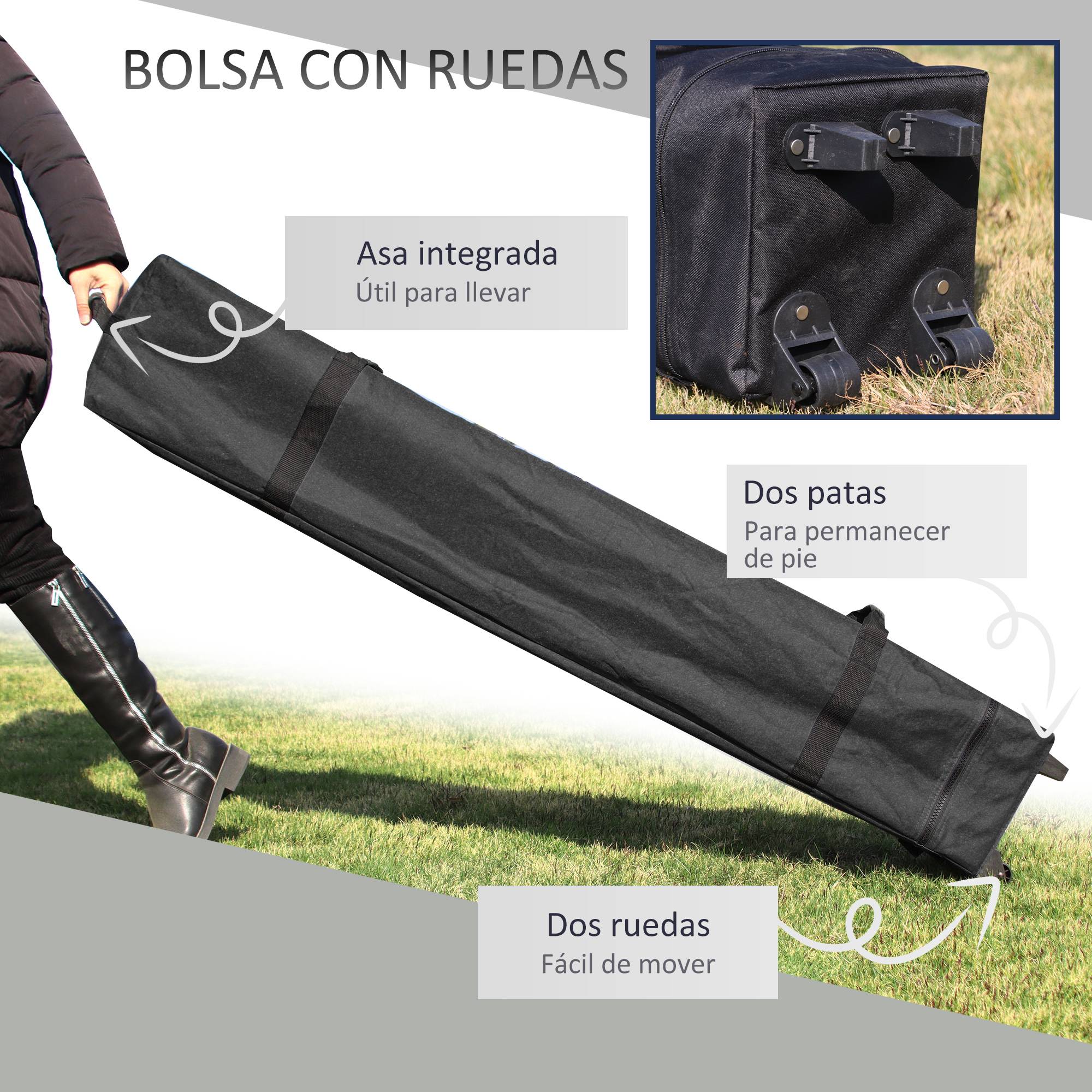 ComfortXL - Tonnelle pliante acier Oxford jardin et camping hauteur réglable anti-UV 253 x 253 cm blanc - ComfortXL Outdoor Living - Image 6