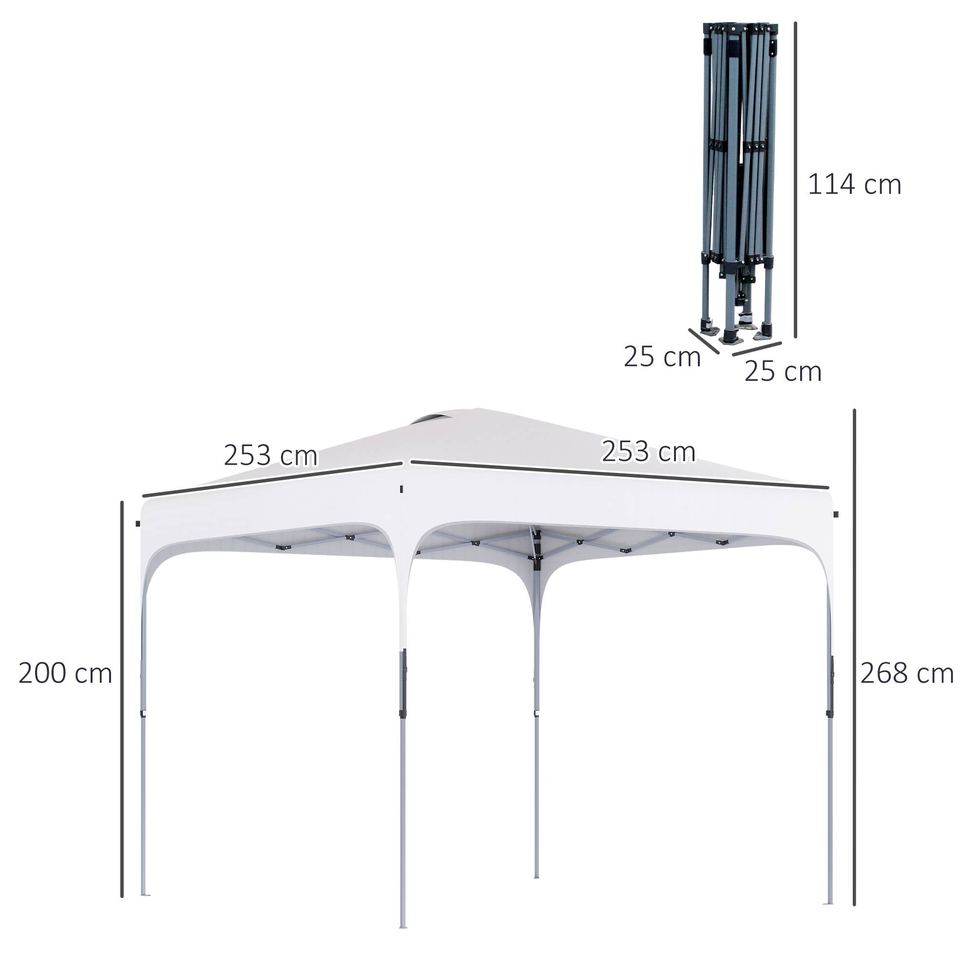 ComfortXL - Tonnelle pliante acier Oxford jardin et camping hauteur réglable anti-UV 253 x 253 cm blanc - ComfortXL Outdoor Living - Image 5