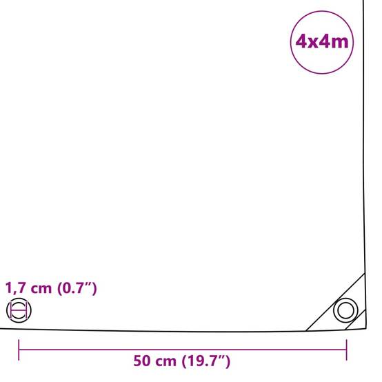 Bâche Carrée PVC 650g/m² Imperméable Anti-Moisissure pour Toit Terrasse Noir 4x4 m – ComfortXL Outdoor Living - Image 6