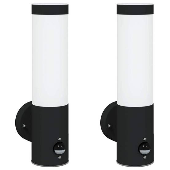2pcs Appliques murales extérieures - Lampes murales extérieures Noir 12 x 7.5 x 29 cm g25 - Image 1