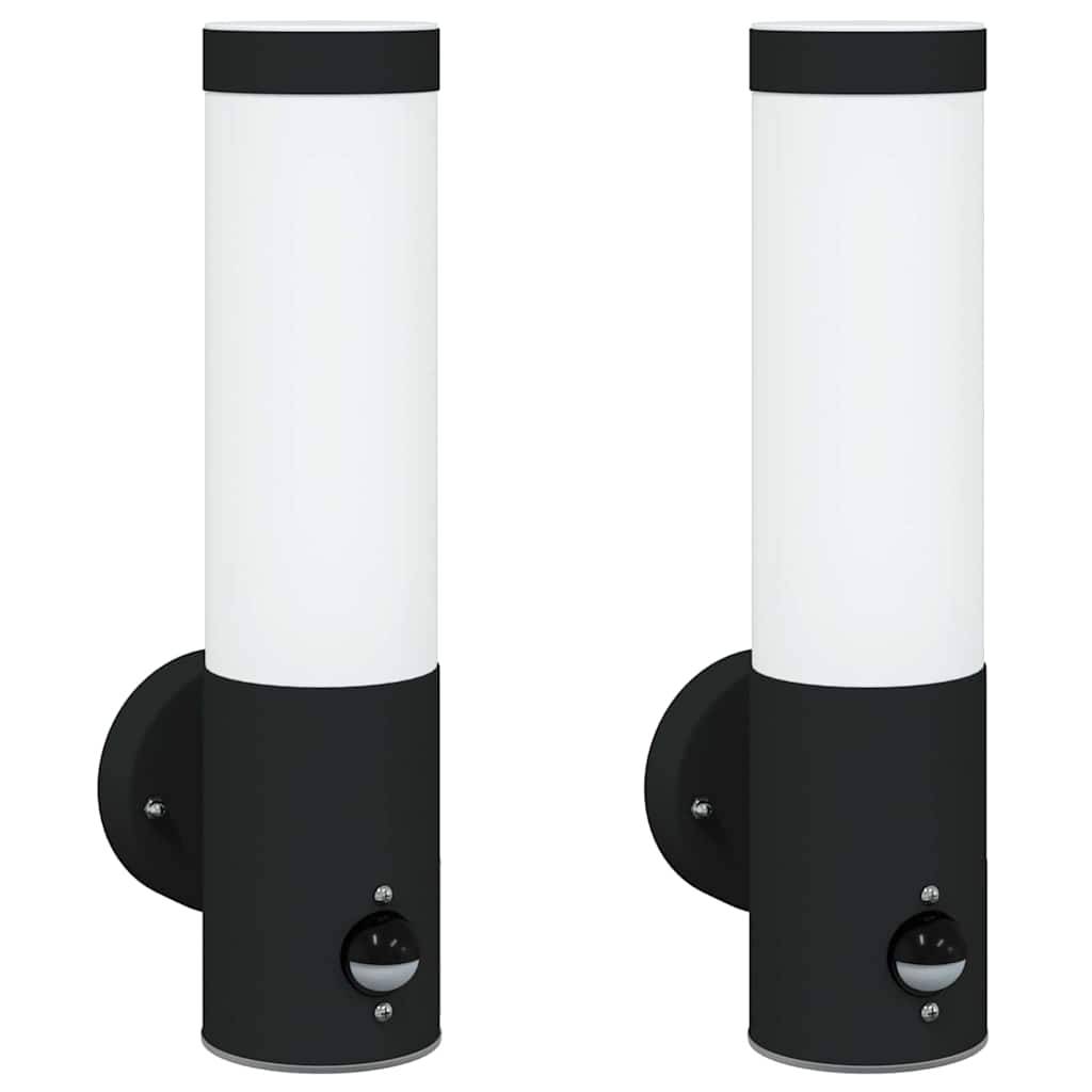 2pcs Appliques murales extérieures - Lampes murales extérieures Noir 12 x 7.5 x 29 cm g25 - Image 1