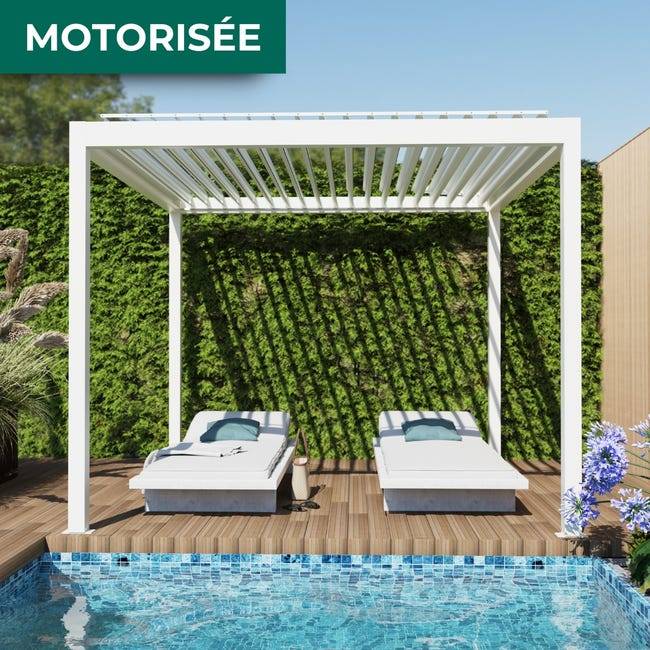 Pergola Bioclimatique Autoportante Motorisée Éclairée Aluminium 3x3 Blanc SV ORIAL France - Image 3