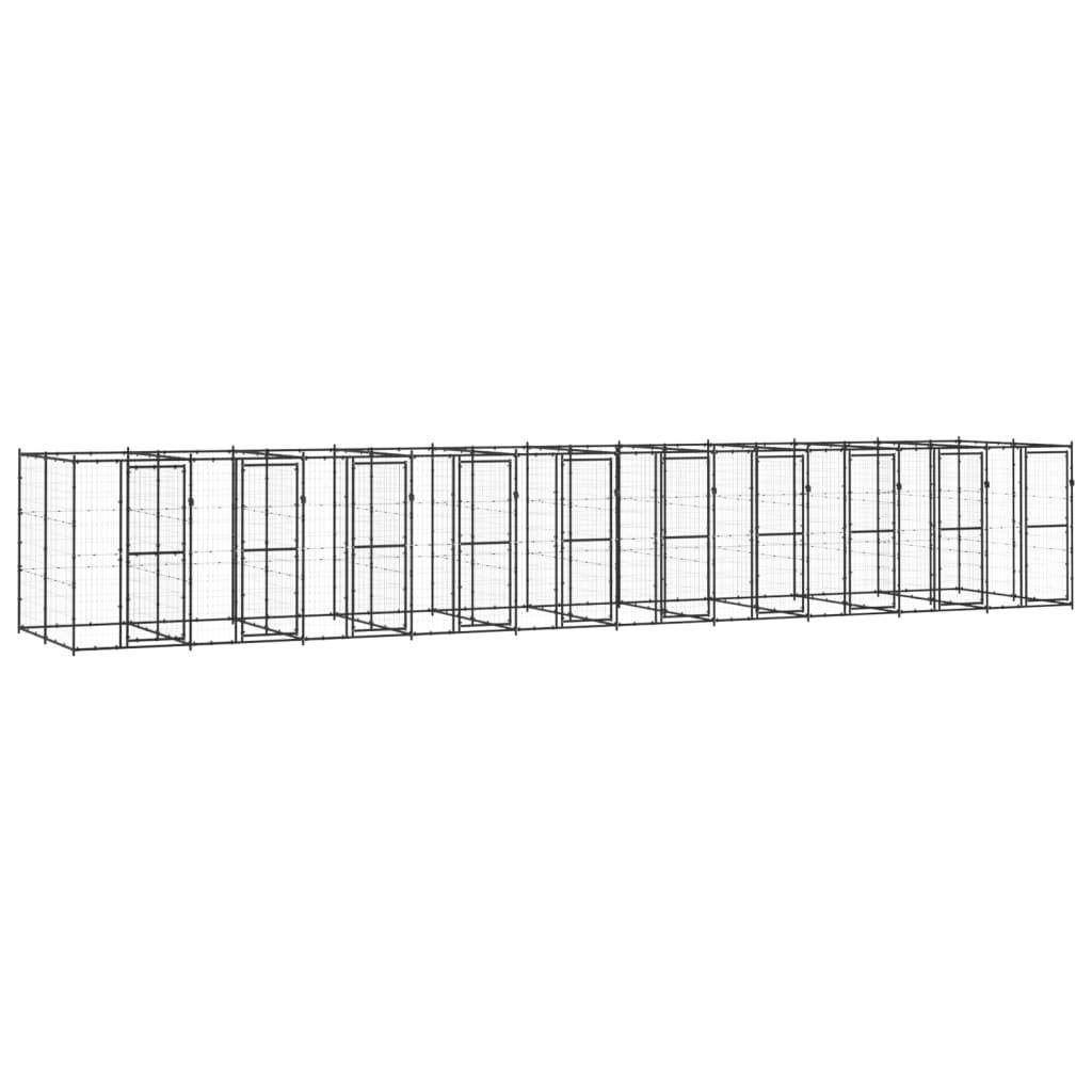 Helloshop26 - Chenil extérieur cage enclos parc animaux chien d'extérieur pour chiens acier 24,2 m² - Image 1