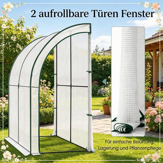 Serre adossée Acier et PE jardin extérieur protection plantes 200x100x210cm blanc - ComfortXL Outdoor Living - Image 7