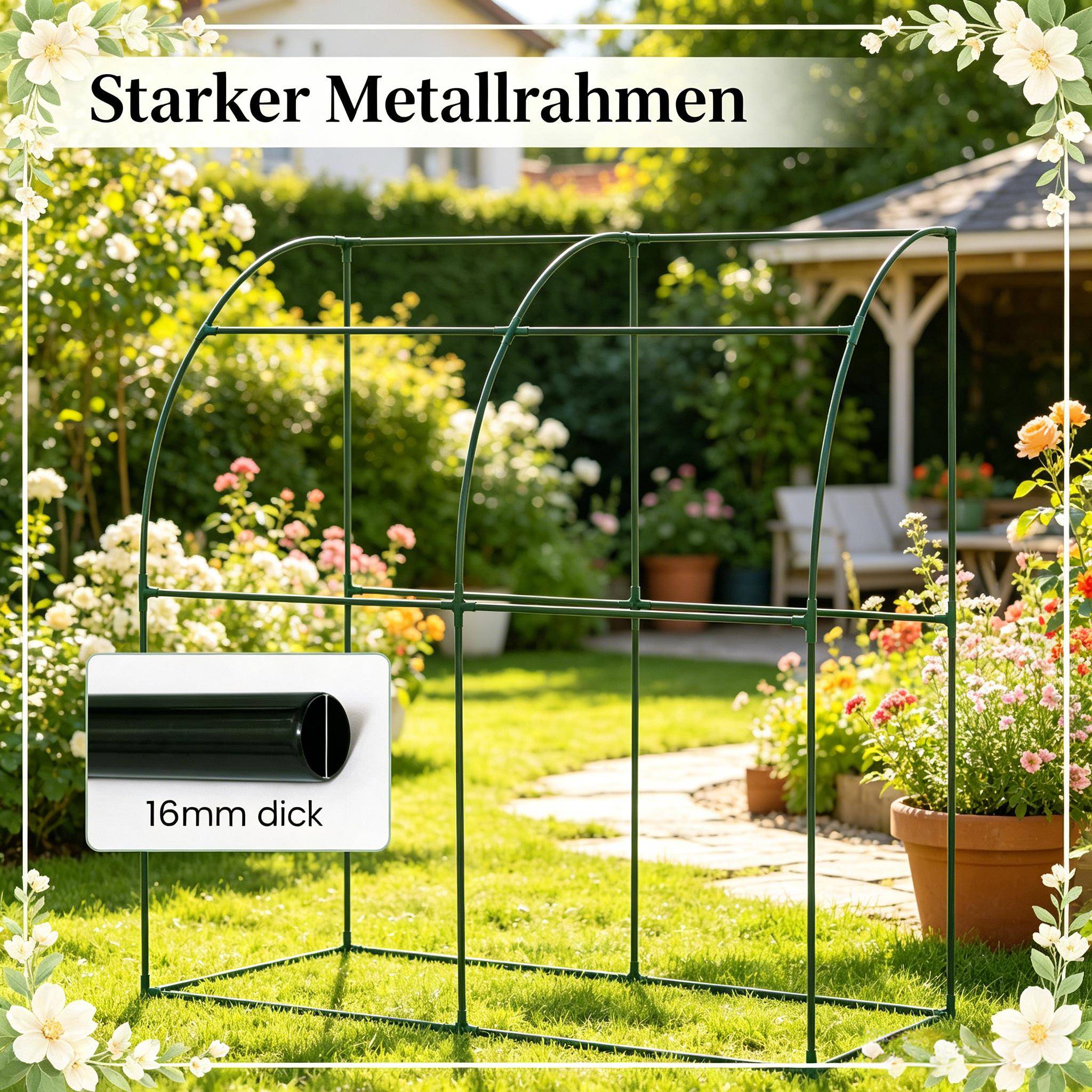 Serre adossée Acier et PE jardin extérieur protection plantes 200x100x210cm blanc - ComfortXL Outdoor Living - Image 5
