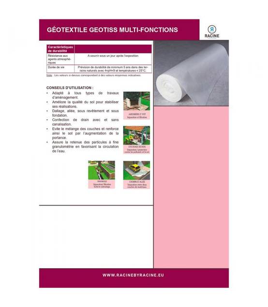 Feutre géotextile anti-herbes du jardin 1x25ml RACINE F-PAI027 - Image 3