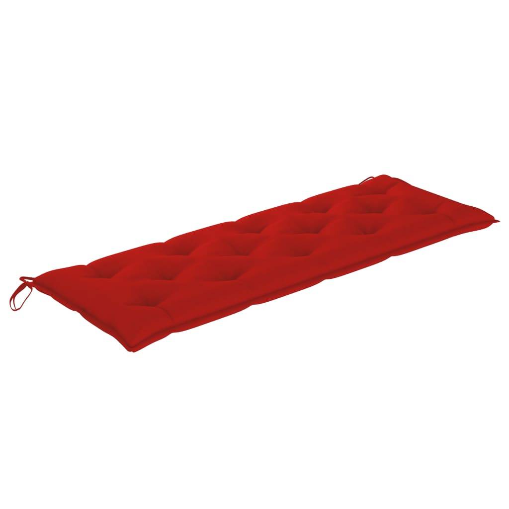 Helloshop26 - Banc de jardin meuble de patio d'extérieur terrasse avec coussin rouge 150 cm bois de teck massif - Image 3