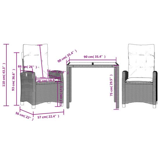 ComfortXL - Salon de Jardin Relax 2 Personnes, Fauteuils Inclinables en Résine Tressée Noire et Table Bois 90cm – ComfortXL Outdoor Living - Image 9
