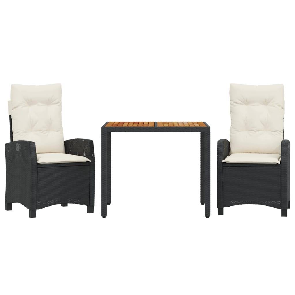 ComfortXL - Salon de Jardin Relax 2 Personnes, Fauteuils Inclinables en Résine Tressée Noire et Table Bois 90cm – ComfortXL Outdoor Living - Image 2