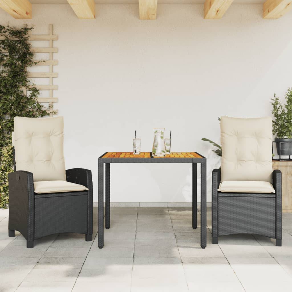 ComfortXL - Salon de Jardin Relax 2 Personnes, Fauteuils Inclinables en Résine Tressée Noire et Table Bois 90cm – ComfortXL Outdoor Living - Image 1