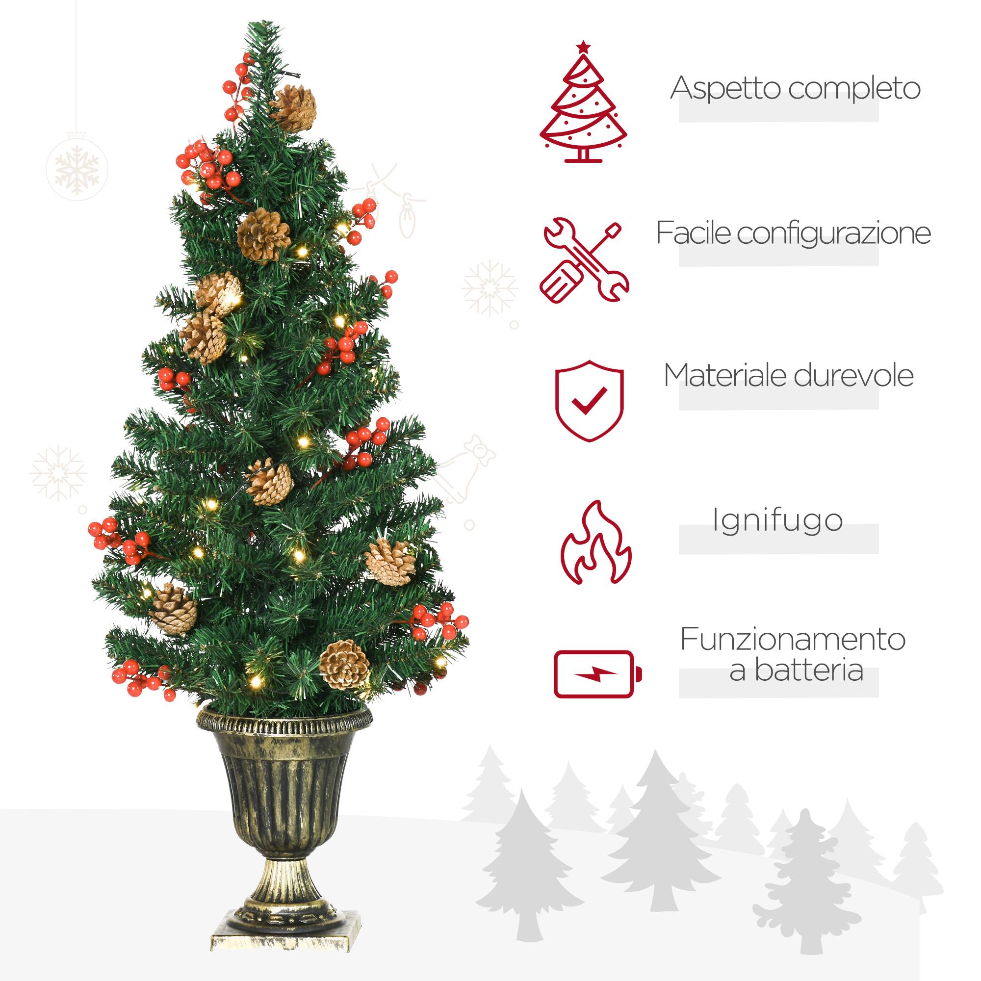 Décorations de Noël, ensemble de 4 pièces comprenant 2 sapins de Noël Φ40x90 cm, une guirlande de Noël et une couronne de Noël - Image 6