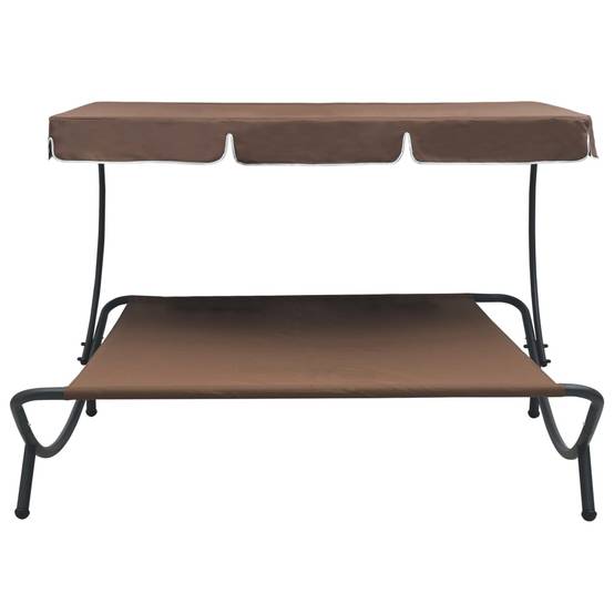 Vidaxl - Lit de repos d'extérieur avec auvent Marron vidaXL 48072 - Image 2
