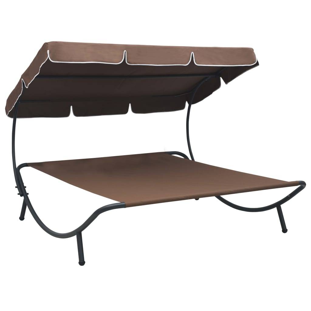 Vidaxl - Lit de repos d'extérieur avec auvent Marron vidaXL 48072 - Image 1