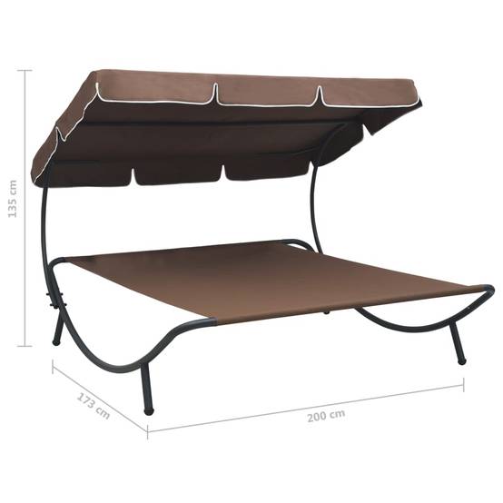 Vidaxl - Lit de repos d'extérieur avec auvent Marron vidaXL 48072 - Image 3