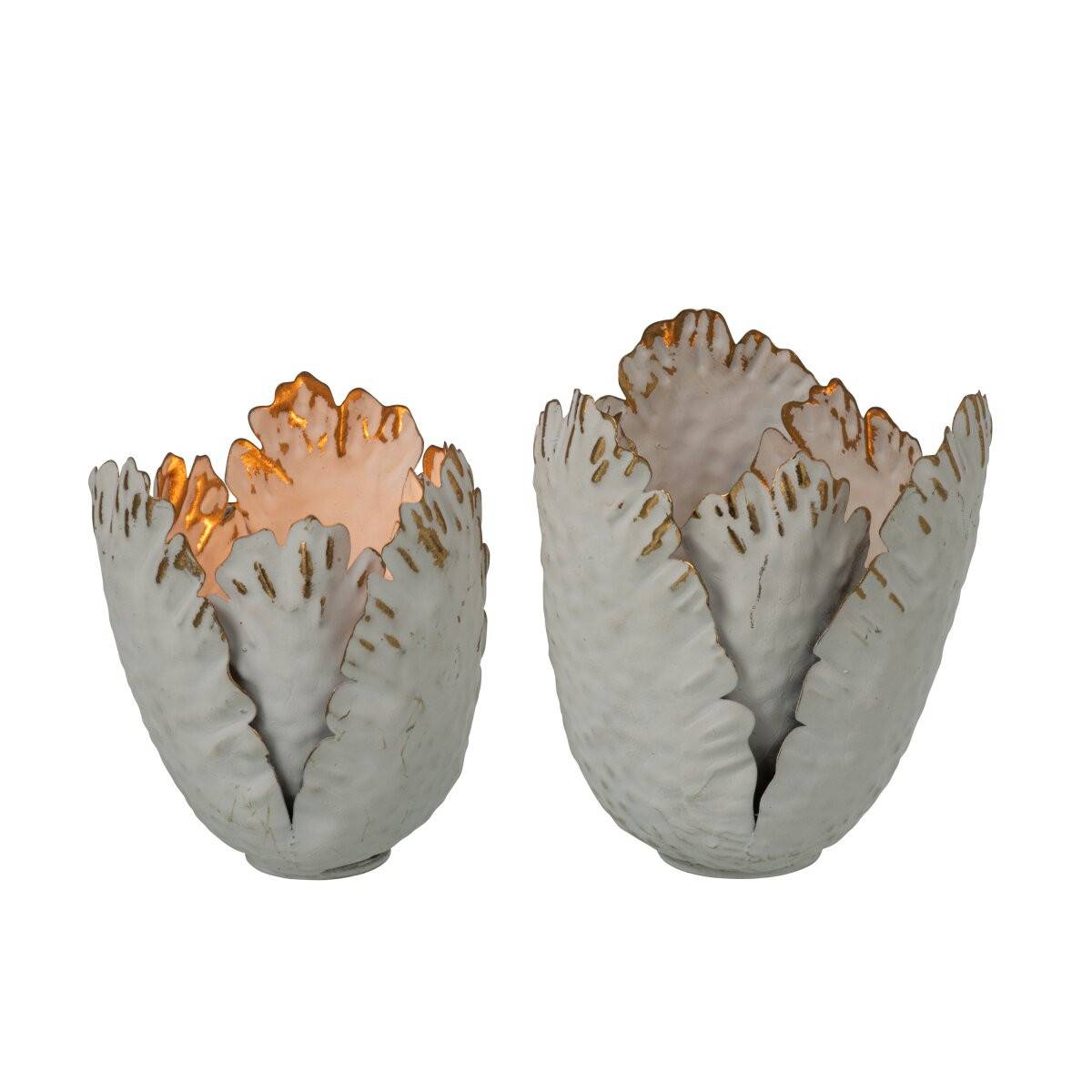 J-Line - Lot de 2 Photophores Tulipes "Vidal" 17cm Blanc - Image 2