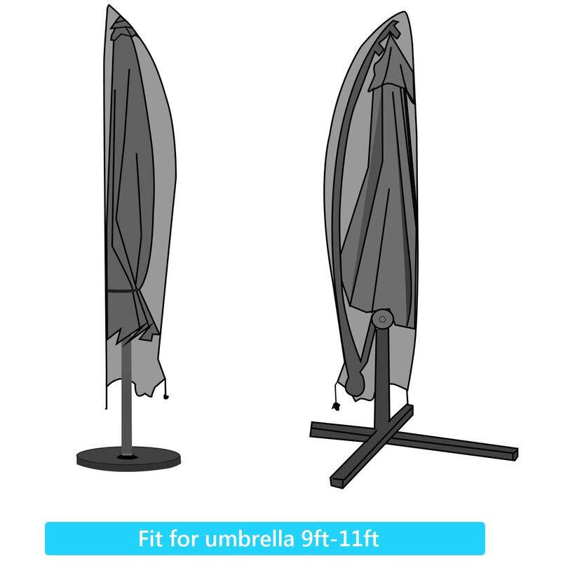 IntiMeg - Housse de Parasol,210D Housse de Parasol Jardin pour 2 à 4 m de 210D Grand Parasol Déporté, Housse de Parasol Extérieur Noir,280 x 30 x 81/45 cm - Image 2