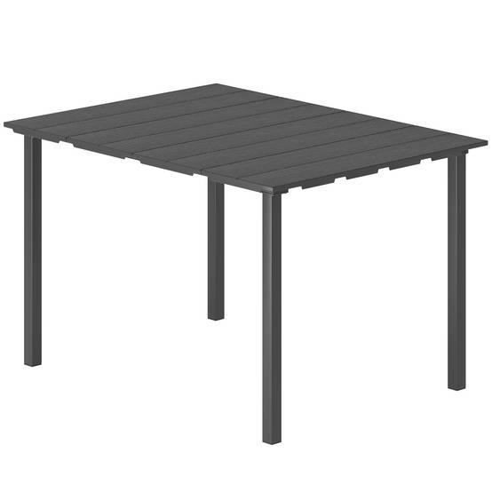 Table de jardin pour 6 personnes avec plateau en PEHD et structure en métal, 120 x 90 x 74 cm, noire - Image 2