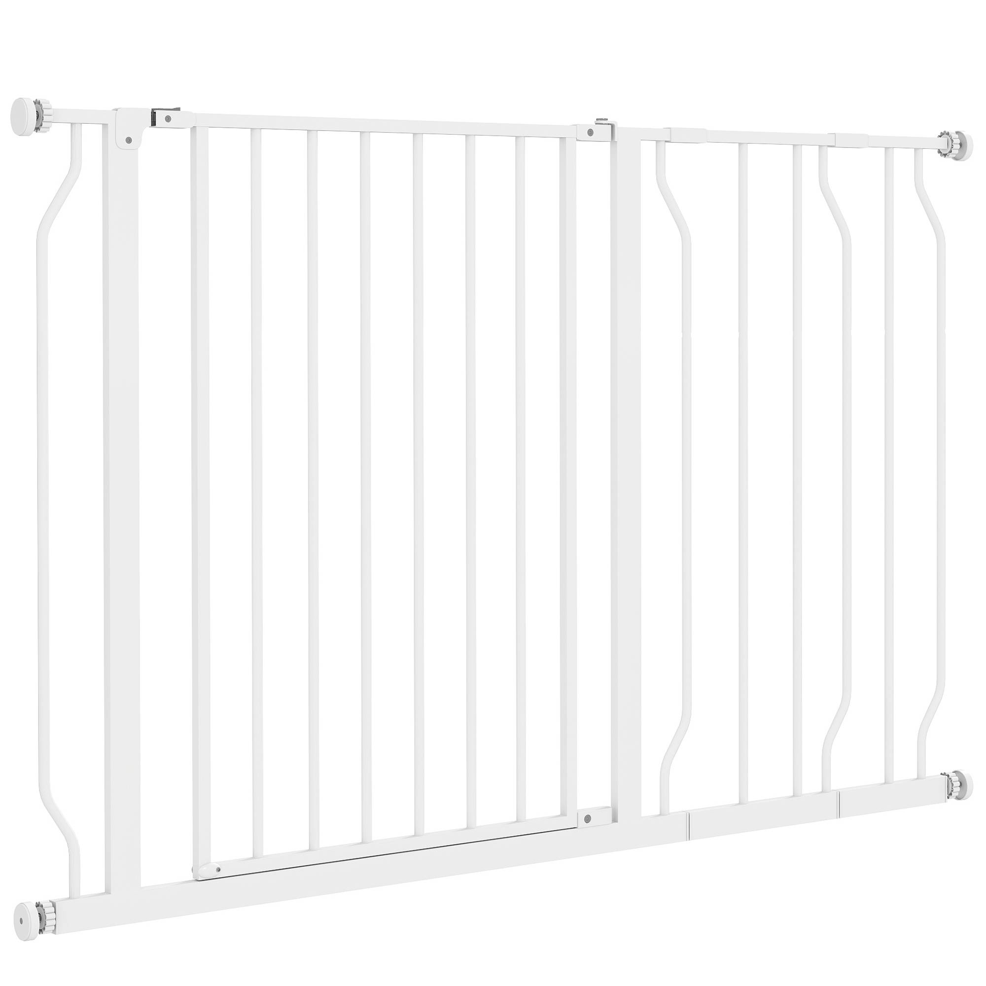 Barrière de protection acier pour chien escalier double verrouillage 115x76cm blanc - ComfortXL Outdoor Living - Image 2