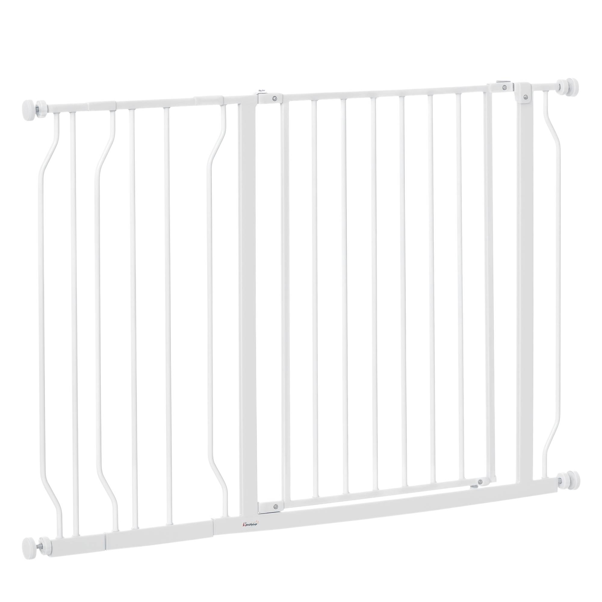 Barrière de protection acier pour chien escalier double verrouillage 115x76cm blanc - ComfortXL Outdoor Living - Image 1