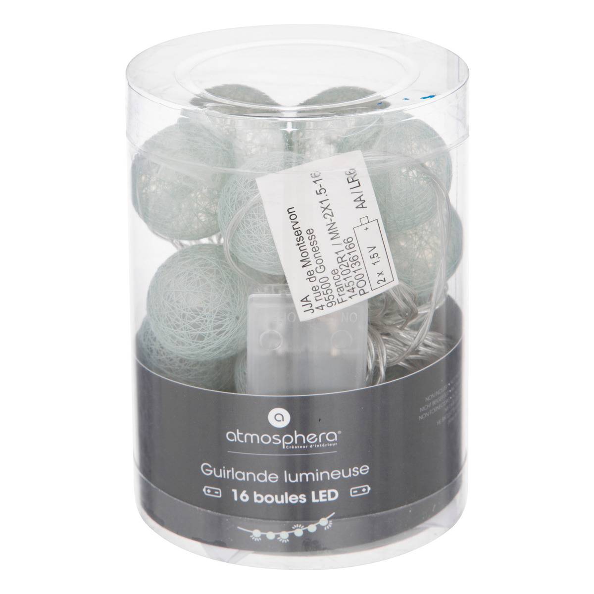 Atmosphera - Guirlande LED 16 boules pile vert céladon L255cm - Atmosphera Créateur d'intérieur - Image 3