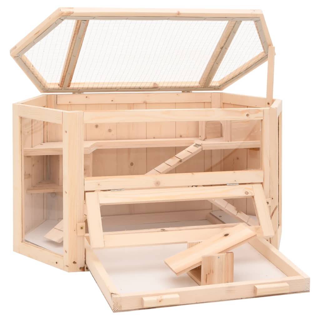 Cage à hamster - Cage pour hamsters 80x40x43 cm bois massif de sapin MP199 - Image 3