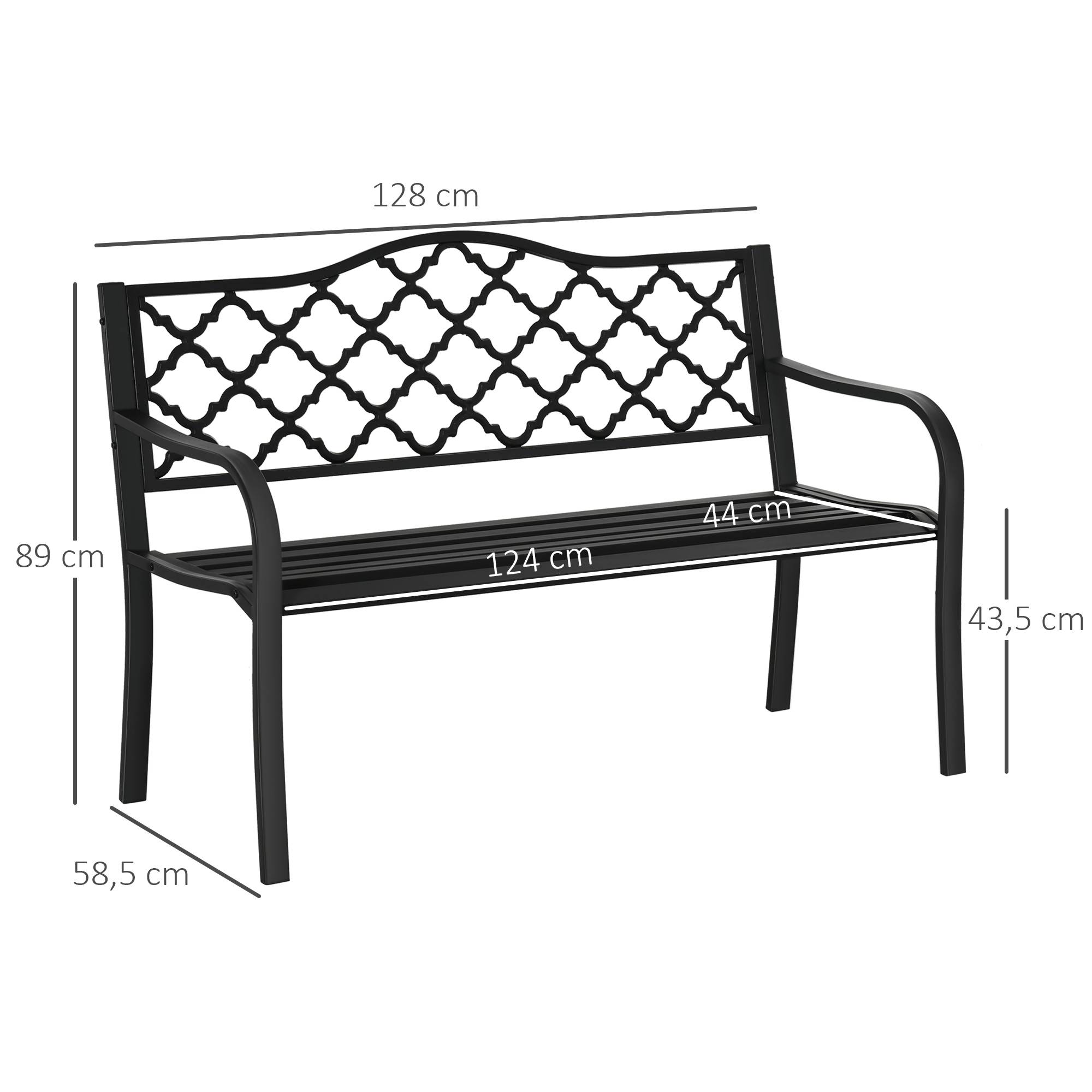 Outsunny - Banc de jardin 2 places - en fonte style antique - accoudoirs et dossier - 128 x 58,5 x 89 cm - noir - Outsunny - Image 3