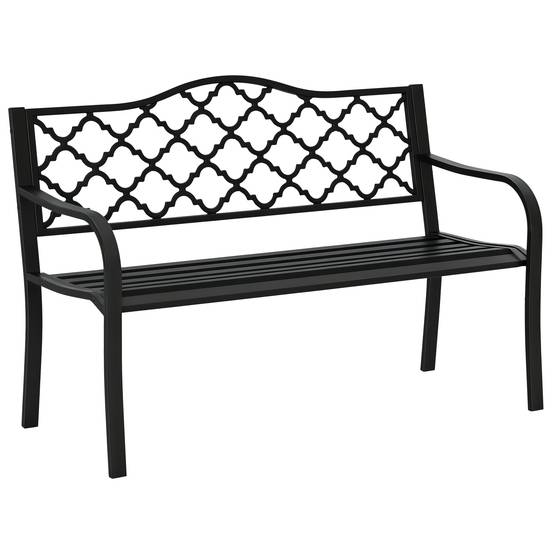 Outsunny - Banc de jardin 2 places - en fonte style antique - accoudoirs et dossier - 128 x 58,5 x 89 cm - noir - Outsunny - Image 1