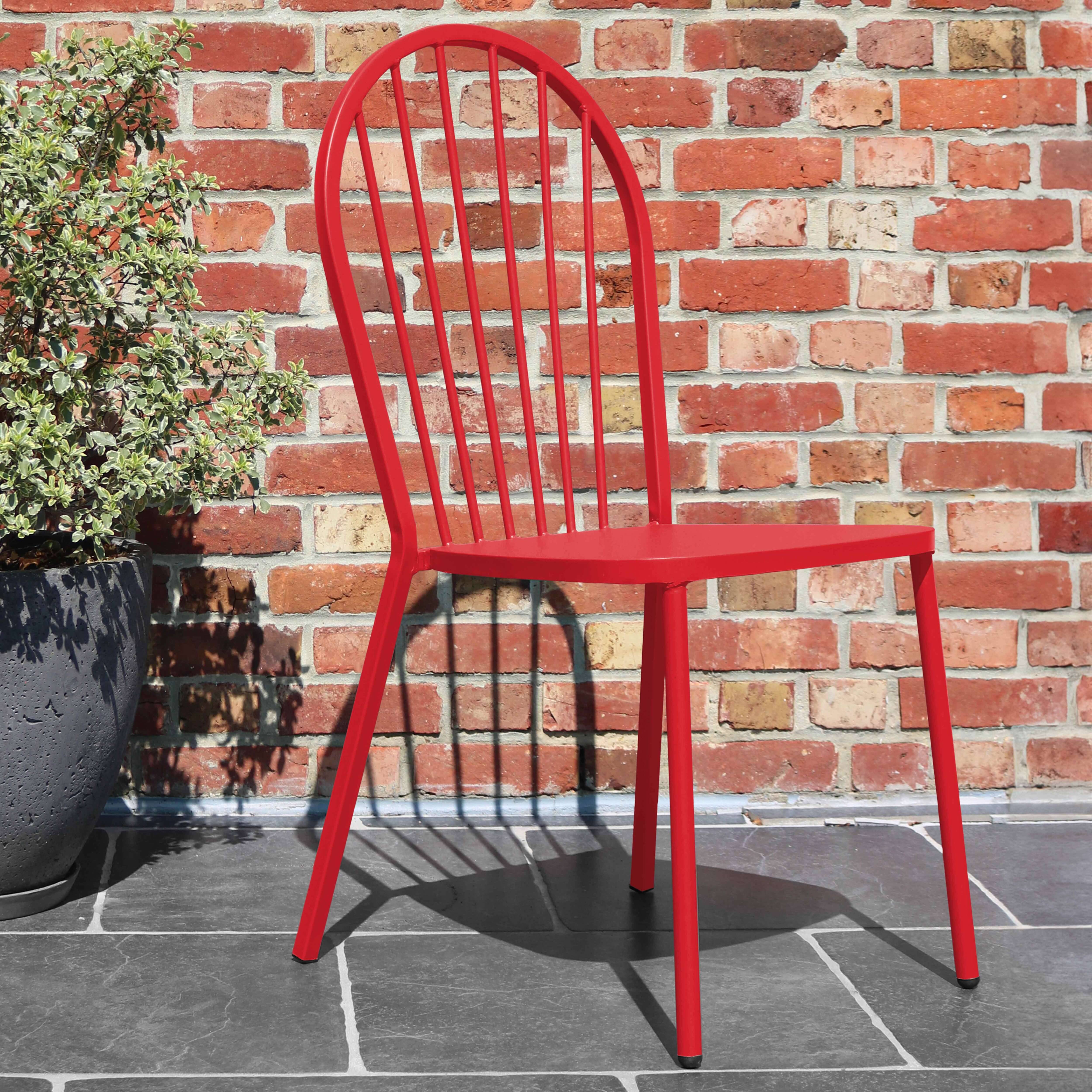 Oviala - Chaise bistrot de jardin en métal rouge Honfleur - Oviala - Image 6