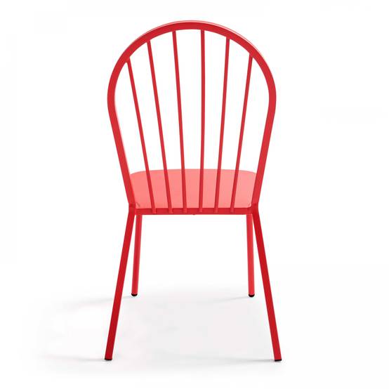 Oviala - Chaise bistrot de jardin en métal rouge Honfleur - Oviala - Image 3