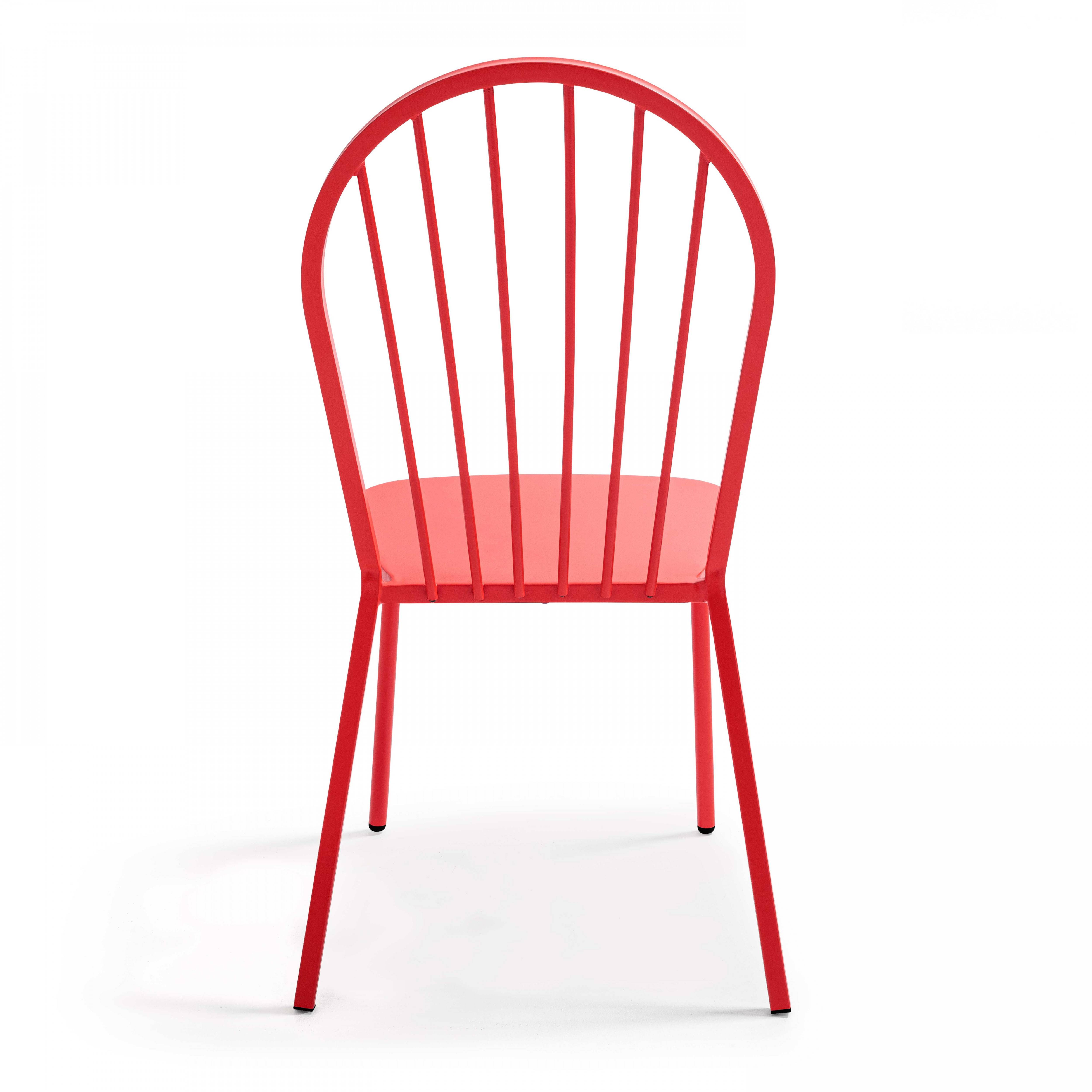 Oviala - Chaise bistrot de jardin en métal rouge Honfleur - Oviala - Image 3