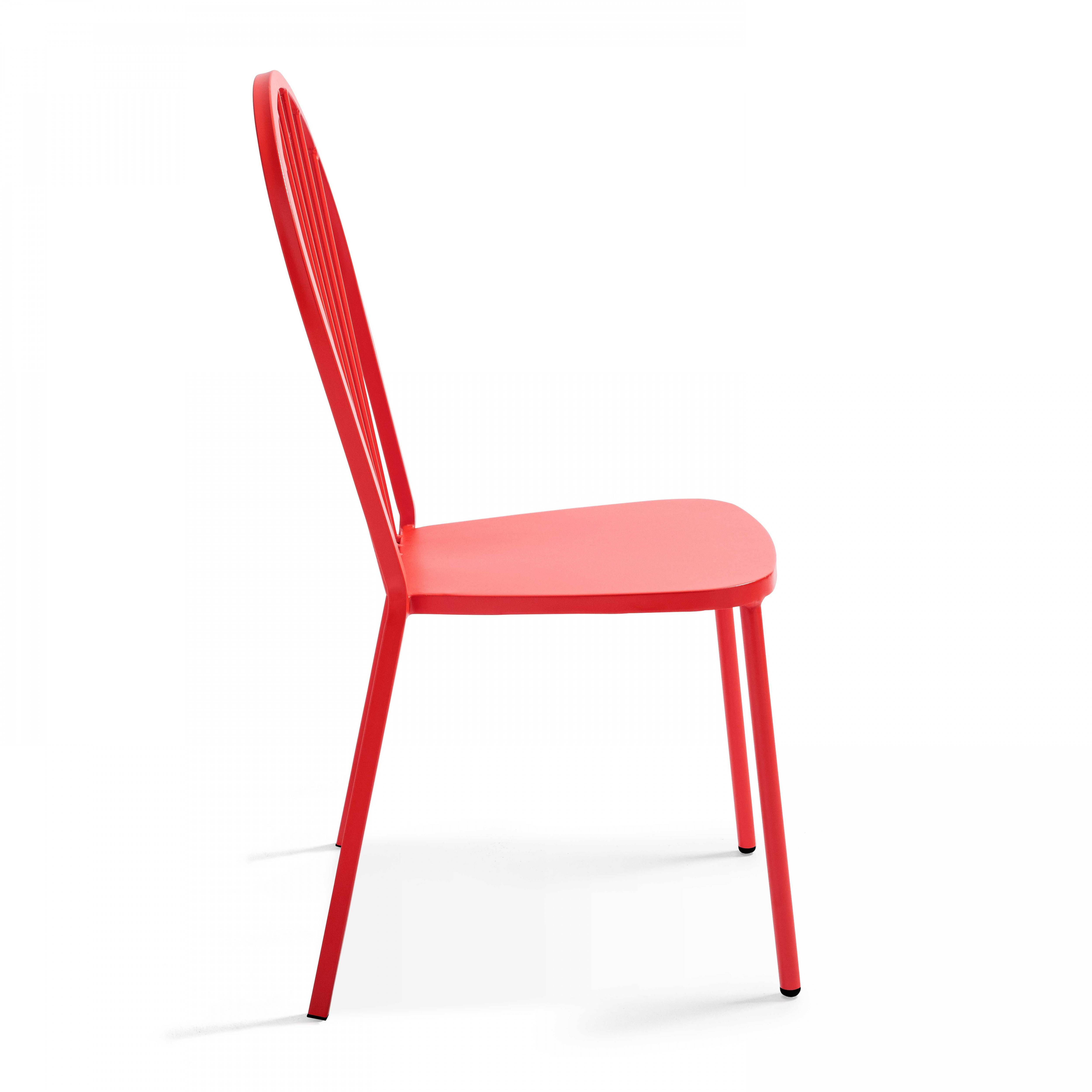 Oviala - Chaise bistrot de jardin en métal rouge Honfleur - Oviala - Image 4