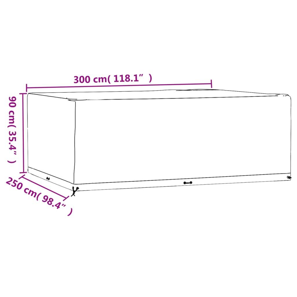 Housse Salon de Jardin XXL Rectangulaire PE Imperméable Anti-UV pour Mobilier de Terrasse Noir 300x250x90cm – ComfortXL Outdoor Living - Image 9