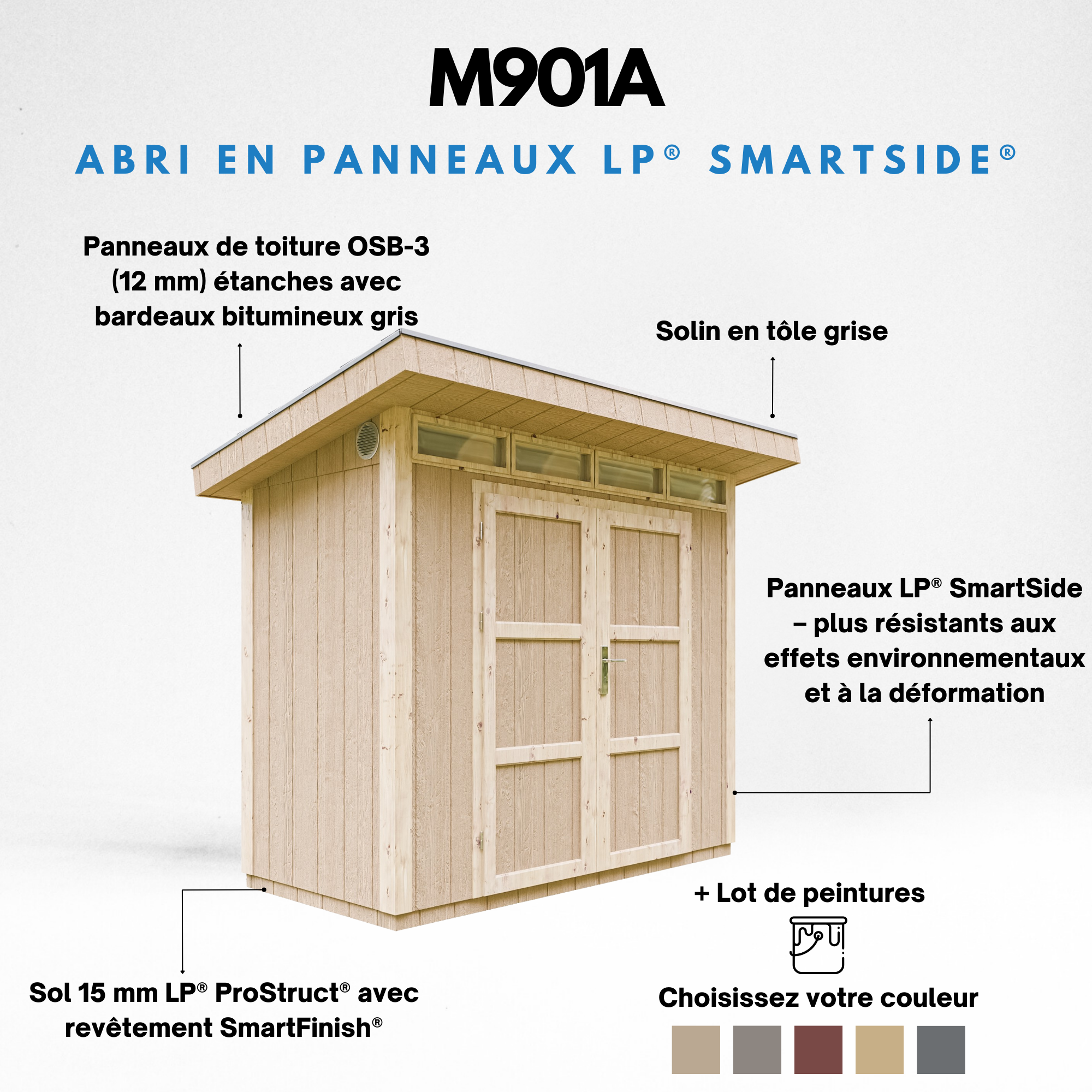 Timbela - Abri de Jardin Qualité Premium 3m² / L161xL294cm - Kit tout compris avec sol, tuiles bitumineuses, set de peinture - Timbela M901A - Image 9