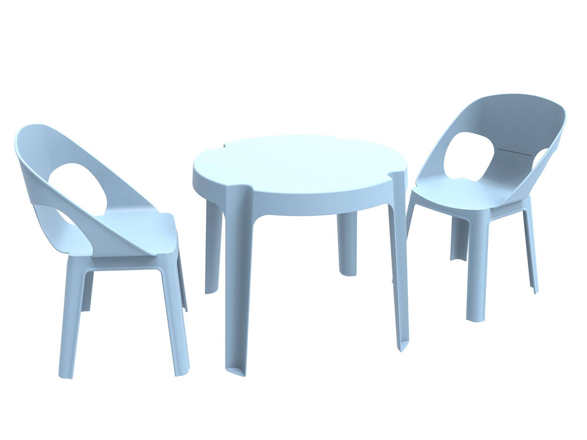Set 2+1 chaises-table pour enfants intérieur, extérieur bleu ciel RITA garbar - Image 1